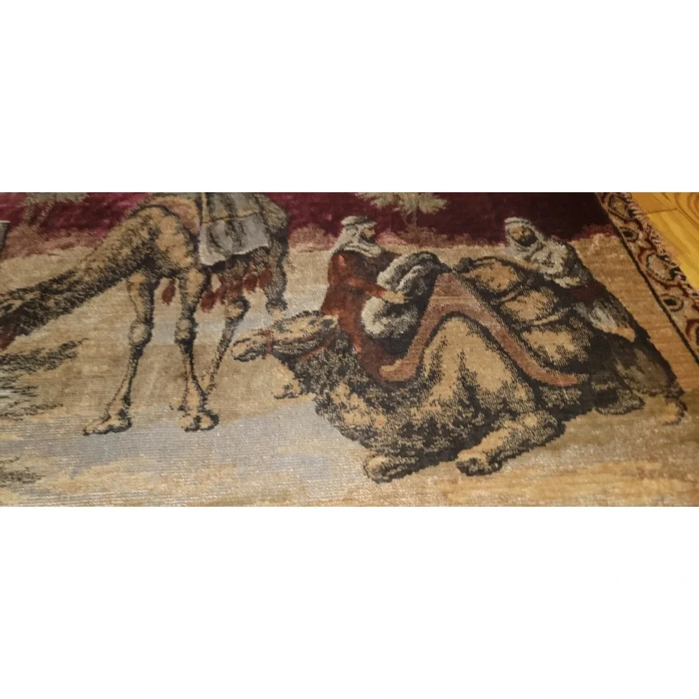 Vintage Nativity Scene Camel Religious Wall Hanging Tapestry Art Decor
